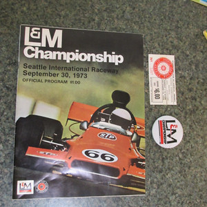 1973 SEATTLE INTERNATIONAL RACEWAY (SIR) L & M PROGRAM, TICKET & PIN-KENT, WA