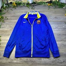 Nike Soccer Jacket size Small Blue Barcelona Football Nike Fit Dry FCB
