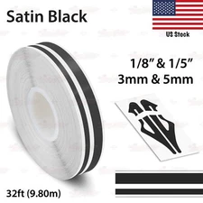 1/8" & 1/5" PIN STRIPE Car Model Truck Twin Line TAPE Vinyl Sticker SATIN BLACK