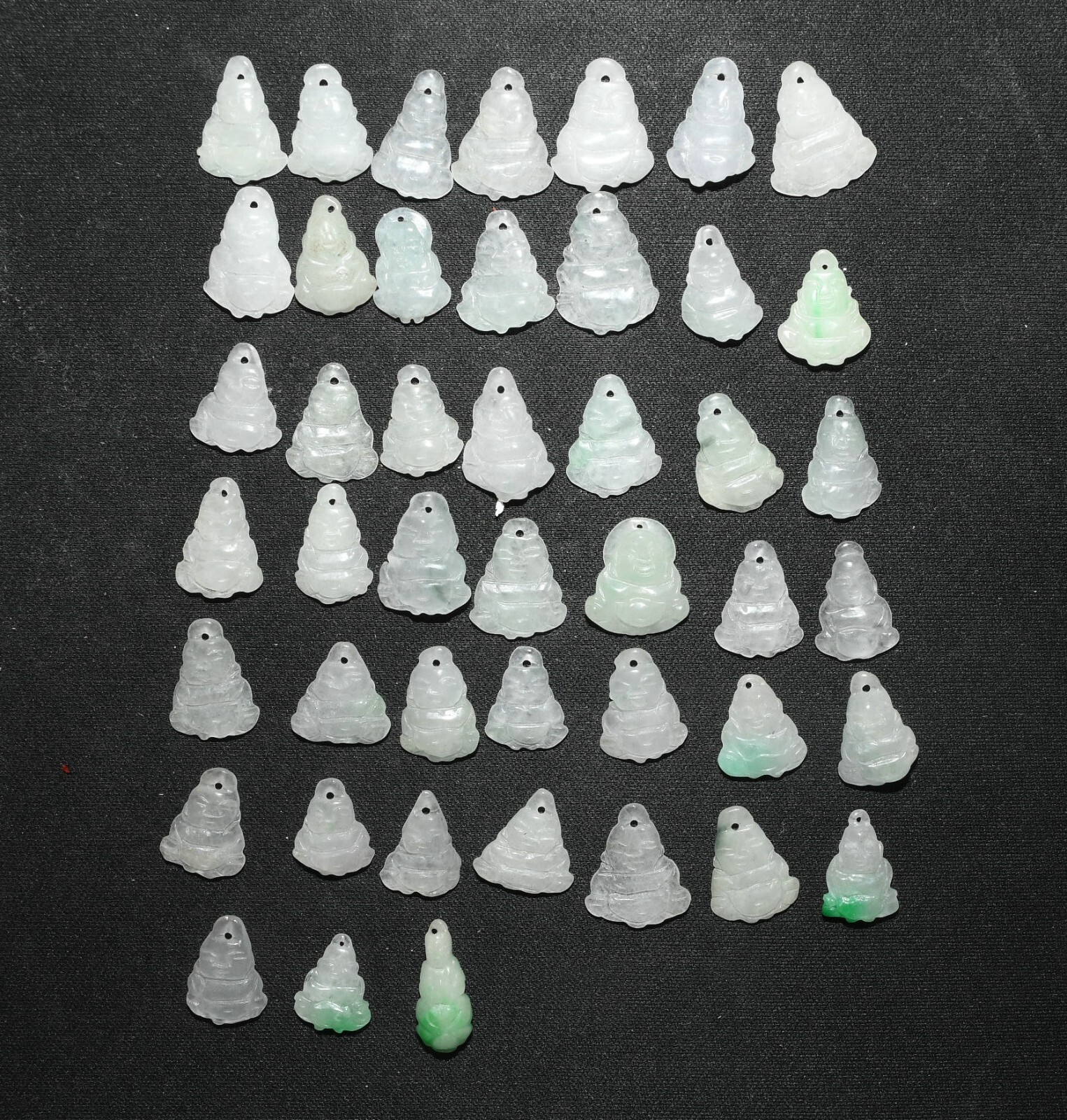 2CM Collect China Dynasty Jadeite Emerald Kwan-yin Maitreya Amulet Pendant Set