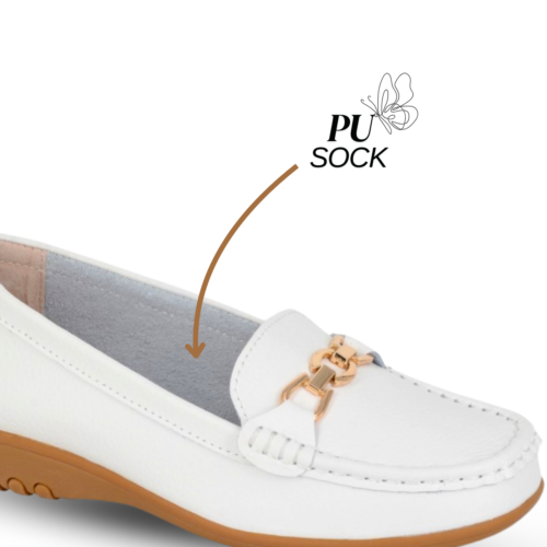 Boulevard Ladies Wide Loafers E + EEE Fit Smart Office Leather Saddle Shoes Girl - Picture 5 of 27