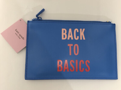 KATE SPADE BACK TO BASICS BLUE PENCIL CASE POUCH ERASER RULER SHARPENER SET