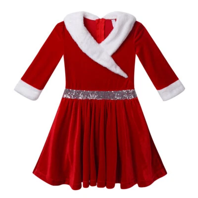 MARKENLOS DE iEFiEL Mädchen Weihnachten Kleid Festlich Miss Santa Kleid Ballettkleid Party