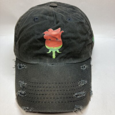 FYE Red Rose Black Distressed Buckle Adjustable Small/Medium Dad Hat Cap