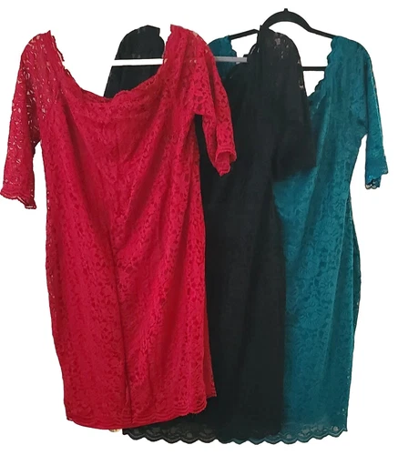 NWT LANE BRYANT OFF-THE-SHOULDER STRETCH LACE SHEATH DRESS SIZE 16