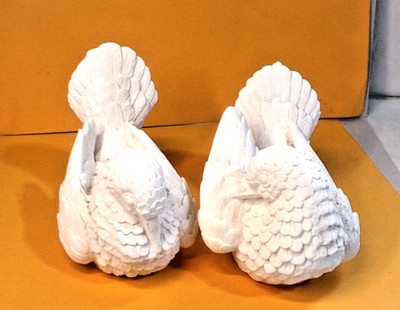 Set of 2 White A SANTINI Italy Pair of Lovebirds DOVE FIGURINES - 5'' x 3.25''