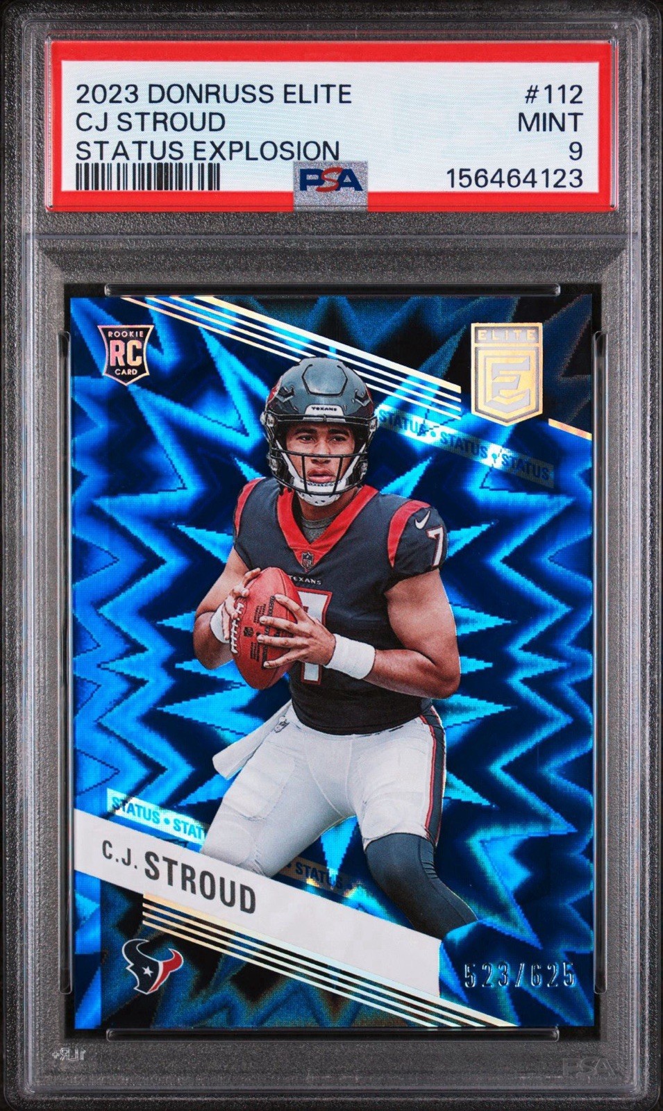 Panini Donruss Elite 2023 C.J. Stroud Rookie Status Explosion /625 #112 PSA 9