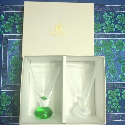 Milky Green Glass Pair 12cm Tall Vintage Used Gift