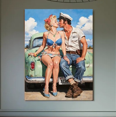 XXL LEINWAND BILD BIS 160x120x5 Marilyn Monroe & Elvis Presley 50er Pin-up-Stil