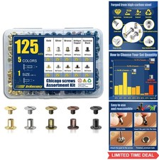 125 Sets Multicolor Chicago Screws M5 M4 Leather Rivets Kit Belt Bookbinding DIY