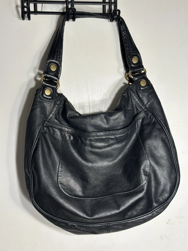 Marc by Marc Jacobs Black Leather Hobo Shoulder Hand bag Turn Lock Purse Y2K VTG - Image 4 of 4