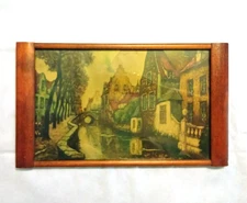 Vintage M.A. High Jr. 1950s Print On Board Under Plexiglass With Wood Frame
