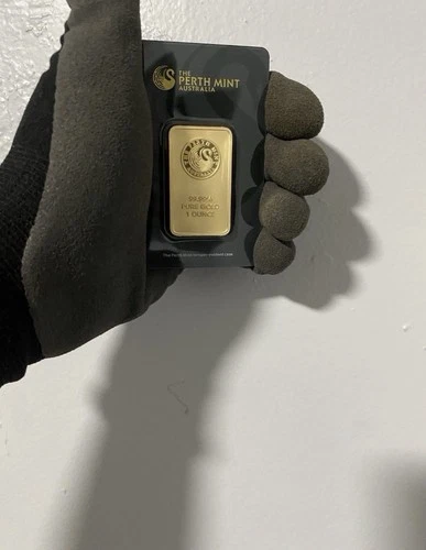 1 oz. Gold Bar - Perth Mint (Swan design, in assay) 99.99%