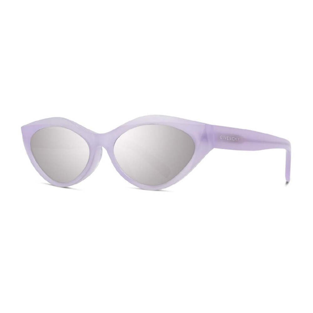 Givenchy Sunglasses Cat Eye Full Rim, Shiny Violet Frame and Grey with Silver Mi