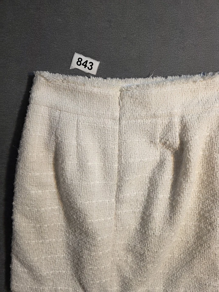 Minifalda Ann Taylor para mujer 2 bolsillos traseros de tweed crema con cremallera Foto 4 de 4