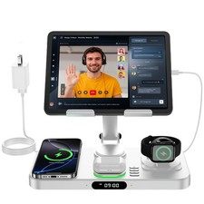 6 in 1 Wireless Charger for Apple Multiple Devices, Charging Station with Clock