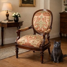 Antiker Sessel Louis Philippe Walnuss Stoff Italien XIX Jhd Originell