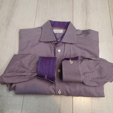 ETON Contemporary Fit Check Burgundy purple White Dress Shirt Sz 42/16.5