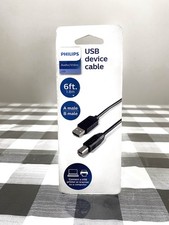 Philips Printer Cord USB-A/USB-B Device Cable 6ft Connects Printer to Computer