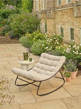 Beige Rocking Lounge Chair Garden Patio Outdoor Indoor Recliner Rocker Seat