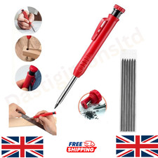 Deep Hole Solid Carpenter Pencil With 6 Refill Leads Construction Pencil Set