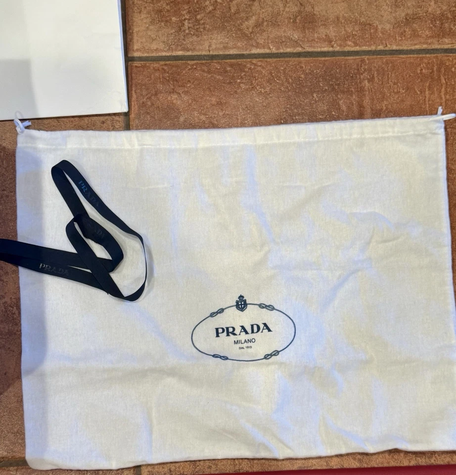 Nuevo Logotipo PRADA Auténtico Regalo Cartera Caja Cubierta Antipolvo Bolsa y Envío Kit Tejido Foto 4 de 4