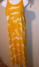 Old Navy Below Knee Dress Sundress Tank Hawaiian Yellow White Size XL