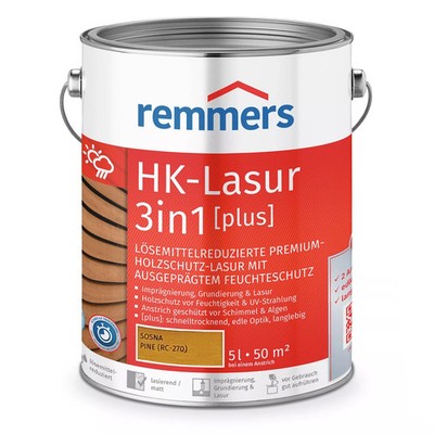 Remmers HK-Lasur 3in1 Plus Kiefer 5 L   Holzschutzlasur für den Außenbereich