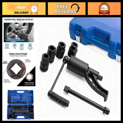 Heavy Duty Torque Wrench Set, 7 Pcs 1'' Drive Multiplier, 4800 NM, Lug Nut Remove