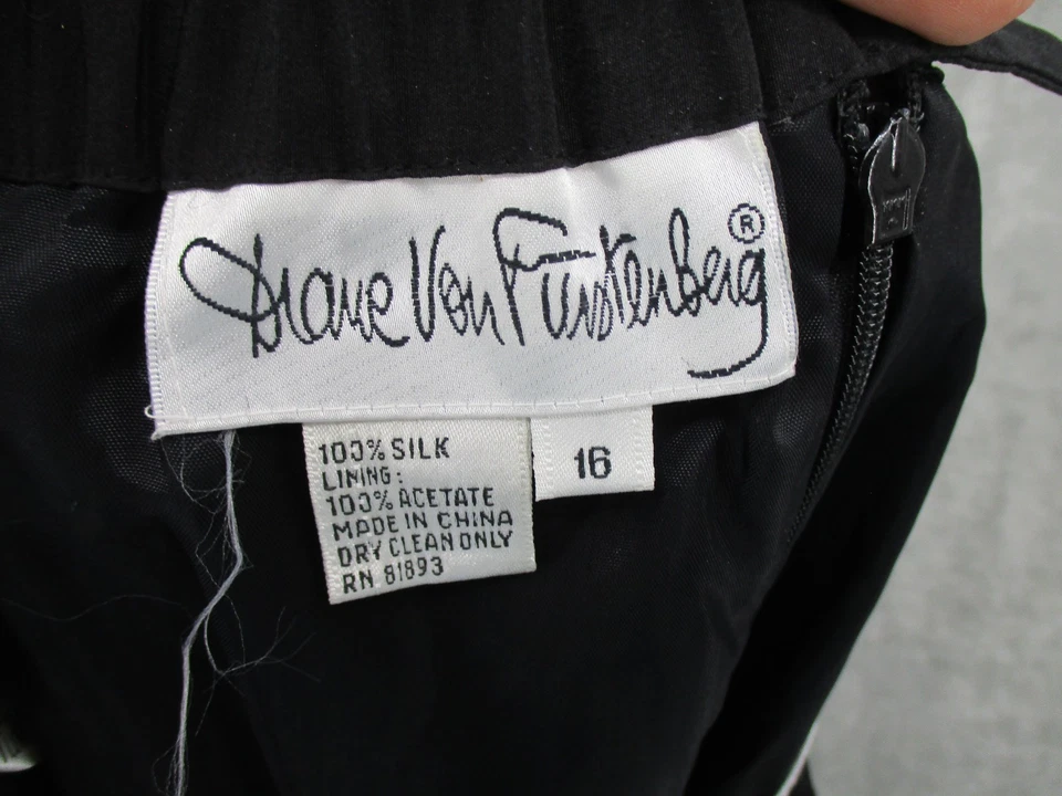 Falda De Colección Diane Von Furstenberg 16 Activos de Seda Fluida Años 80 Bohemia Negra Nueva Foto 4 de 4