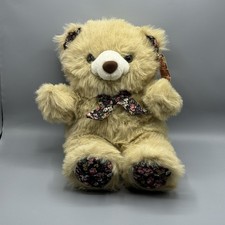Vintage America Wego Fiesta Teddy Bear 6061 Tan Black Floral Bow Paws 16"