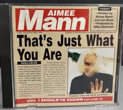AIMEE MANN That's Just What You Are RARE CD SINGLE EXCELLENT CONDITION JON BRION
