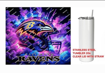 RAVENS    -  Tumbler 20 oz  Cup Mug Stainless Travel Straw Lid