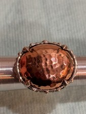New Hammered Copper In A Silver Metal Statement Ring Size 7 1.1/8  L x .7/8  W.