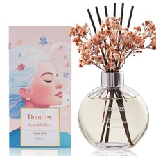 Flower Reed Diffuser Set 5.07oz Scent Diffuser with Sticks Home Satin Rose