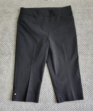 Chico's Womens Crop Flat Front Capri Pants Size 1 M Black Trousers Stretch