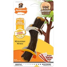 Juguete de madera real Nylabone fuerte para masticar sabor a tocino de arce