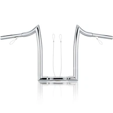 MoKitDora Sportster Dyna 14” Rise Ape Hangers 1.25” Fat 1" , Chrome