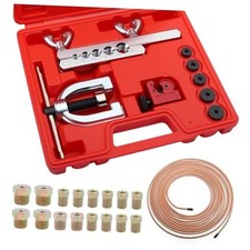 Single Double Brake Line Flaring Tool Kit with 5 Adapters,25FT 3/16 Brake