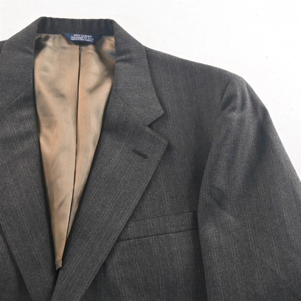 Cricketeer 42R 34x30 Brown Striped USA Made Slim Mens Jacket Pants Suit - Image 3 of 4