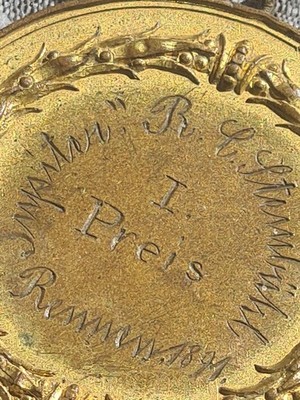 Orden 1.Preis v. 1891 Rennen Nürnberg Steinbühl - Gold MEDAILLE MÜNZE Weltkrieg 