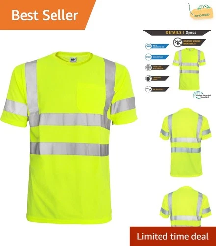 ANSI Class 3 Hi-Vis Reflective Safety T-Shirt - Comfortable Fit in Lime/Orange - product listing photo