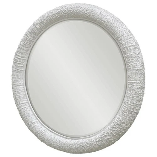 Uttermost Mariner Round Natural Woven Banana and Rattan Mirror in White - Picture 2 of 8