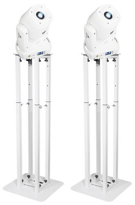 (2) Rockville ROCK SPOT 260W WHITE DJ Moving Head Spot Lights+White Totem Stands