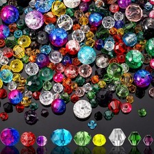 1300 Pieces Crystal Glass Beads for Jewelry Making Suncatcher Faceted Bicone Ass