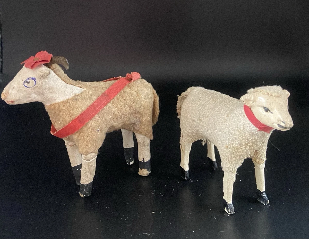 Figurines Crèche : 2 Moutons Sur Base - 12 Cm - Résine Peinte à La Main - Collection Martino Landi