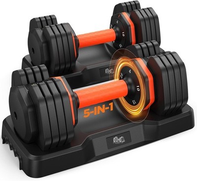 Adjustable Dumbbells Set Pair Quick Weight Change Home Gym Fitness Training