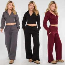 H.O.S Cropped Zip Up Hood Sweatshirt  Wide Leg Trouser Tracksuit