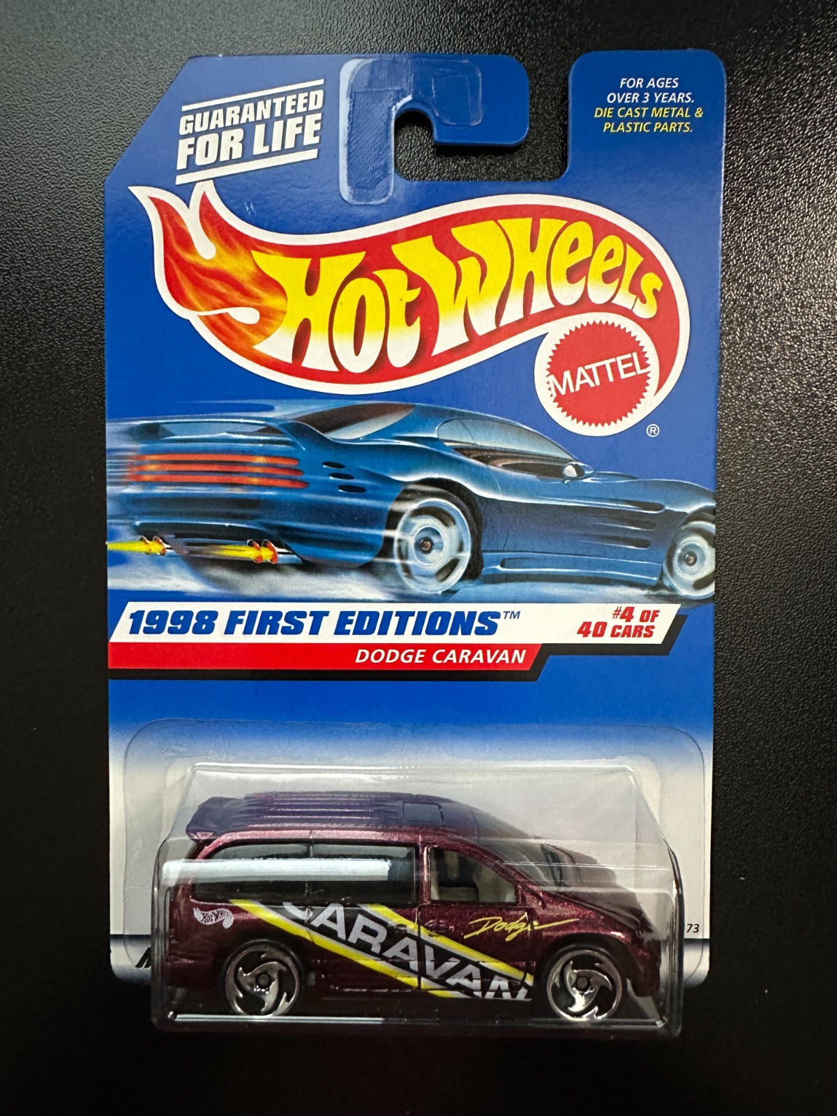 Hot Wheels #633 | Dodge Caravan (Dark Metallic Red + SB) | 1998 First Editions