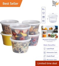 48 Pack Plastic Food Storage Containers with Lids 16 oz Leakproof Reusable